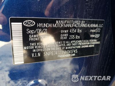 Zdjęcie 12 z 12 samochodu: 2022 HYUNDAI SONATA SEL PLUS VIN:5NPEJ4J21NH141745 - miniatura