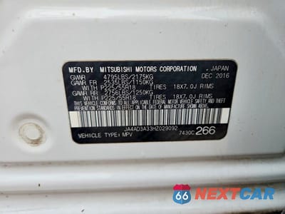 Zdjęcie 13 z 13 samochodu: 2017 MITSUBISHI OUTLANDER SE VIN:JA4AD3A33HZ029092 - miniatura