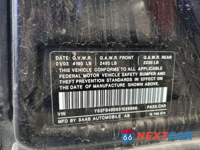 Zdjęcie 12 z 13 samochodu: 2003 SAAB 9-3 LINEAR VIN:YS3FB49S631026898 - miniatura