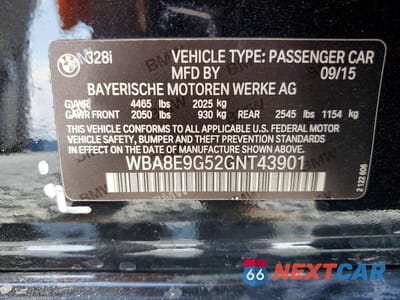 Zdjęcie 12 z 12 samochodu: 2016 BMW 328 I SULEV VIN:WBA8E9G52GNT43901 - miniatura
