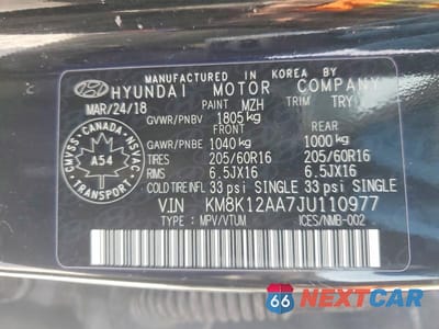 Zdjęcie 12 z 12 samochodu: 2018 HYUNDAI KONA SE VIN:KM8K12AA7JU110977 - miniatura