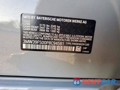Zdjęcie 12 z 12 samochodu: 2023 BMW 330XE VIN:3MW39FS00P8C94581 - miniatura