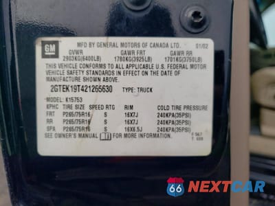 Zdjęcie 12 z 12 samochodu: 2002 GMC NEW SIERRA K1500 VIN:2GTEK19T421265630 - miniatura