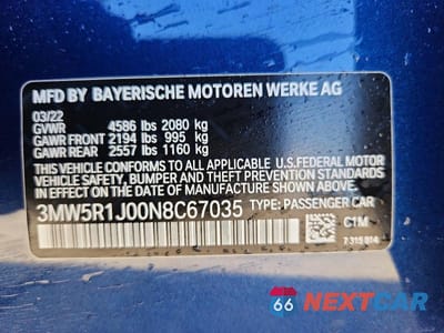 Zdjęcie 13 z 13 samochodu: 2022 BMW 330I VIN:3MW5R1J00N8C67035 - miniatura