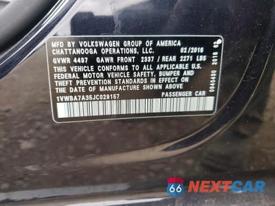 Zdjęcie 12 z 12 samochodu: 2018 VOLKSWAGEN PASSAT SE VIN:1VWBA7A35JC029157 - miniatura