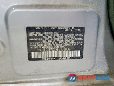 Zdjęcie 12 z 12 samochodu: 2014 SUBARU XV CROSSTREK 2.0 LIMITED VIN:JF2GPAKCXE8233806 - miniatura