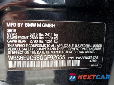 Zdjęcie 12 z 12 samochodu: 2016 BMW M6 GRAN COUPE VIN:WBS6E9C58GGF92655 - miniatura