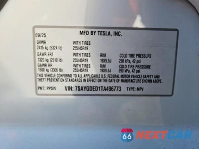 Zdjęcie 12 z 12 samochodu: 2026 TESLA MODEL Y VIN:7SAYGDED1TA496773 - miniatura