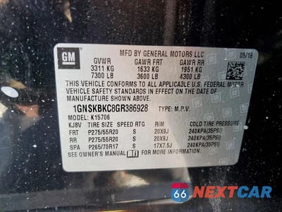 Zdjęcie 14 z 14 samochodu: 2016 CHEVROLET TAHOE K1500 LT VIN:1GNSKBKC8GR386928 - miniatura