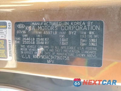 Zdjęcie 13 z 13 samochodu: 2017 KIA SPORTAGE LX VIN:KNDPM3AC1H7160758 - miniatura