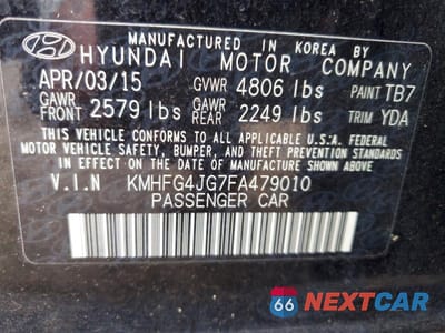 Zdjęcie 12 z 12 samochodu: 2015 HYUNDAI AZERA BASE VIN:KMHFG4JG7FA479010 - miniatura