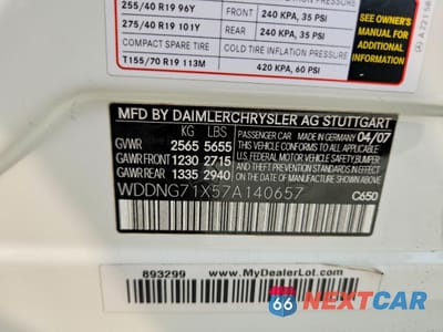 Zdjęcie 12 z 12 samochodu: 2007 MERCEDES-BENZ S 550 VIN:WDDNG71X57A140657 - miniatura