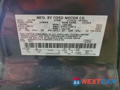 Zdjęcie 13 z 13 samochodu: 2009 MERCURY MARINER VIN:4M2CU81G69KJ19310 - miniatura