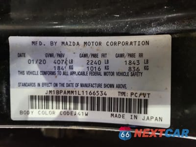 Zdjęcie 12 z 12 samochodu: 2020 MAZDA 3 PREFERRED VIN:JM1BPAMM1L1166534 - miniatura