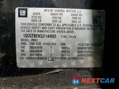Zdjęcie 12 z 13 samochodu: 2018 CHEV COLORADO VIN:1GCGTBEN3J1144983 - miniatura