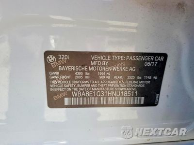 Zdjęcie 12 z 12 samochodu: 2017 BMW 320 I VIN:WBA8E1G31HNU18511 - miniatura