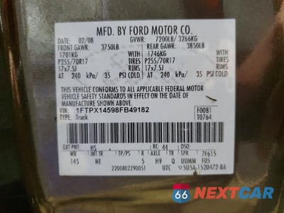 Zdjęcie 12 z 12 samochodu: 2008 FORD F150 VIN:1FTPX14598FB49182 - miniatura