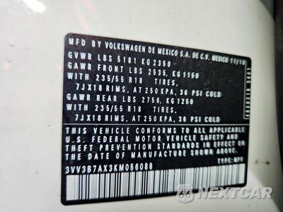 Zdjęcie 14 z 14 samochodu: 2019 VOLKSWAGEN TIGUAN SE VIN:3VV3B7AX3KM056088 - miniatura