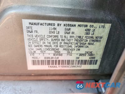 Zdjęcie 12 z 13 samochodu: 2005 NISSAN ALTIMA 2.5 VIN:1N4AL11DX5C286342 - miniatura