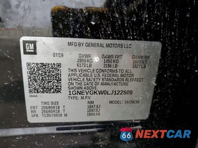 Zdjęcie 13 z 14 samochodu: 2020 CHEVROLET TRAVERSE LT VIN:1GNEVGKW0LJ122509 - miniatura