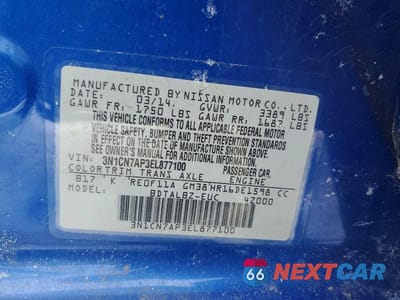 Zdjęcie 12 z 12 samochodu: 2014 NISS VERSA 1.6 SV VIN:3N1CN7AP3EL877100 - miniatura