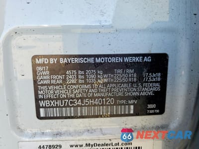 Zdjęcie 13 z 13 samochodu: 2018 BMW X1 SDRIVE28I VIN:WBXHU7C34J5H40120 - miniatura