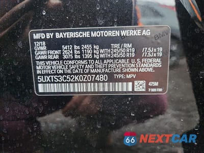 Zdjęcie 13 z 13 samochodu: 2019 BMW X3 XDRIVEM40I VIN:5UXTS3C52K0Z07480 - miniatura