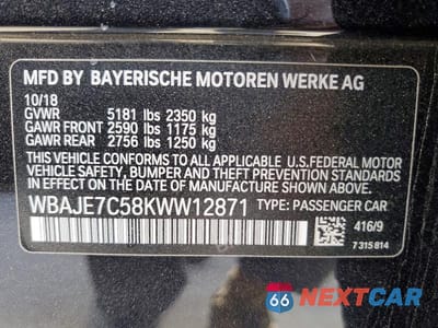 Zdjęcie 12 z 12 samochodu: 2019 BMW 540 XI VIN:WBAJE7C58KWW12871 - miniatura