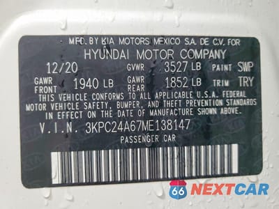 Zdjęcie 13 z 14 samochodu: 2021 HYUNDAI ACCENT SE VIN:3KPC24A67ME138147 - miniatura