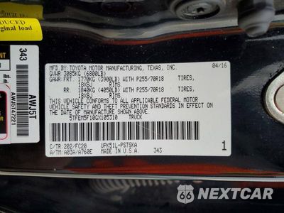 Zdjęcie 13 z 13 samochodu: 2016 TOYOTA TUNDRA CREWMAX SR5 VIN:5TFEM5F10GX105310 - miniatura