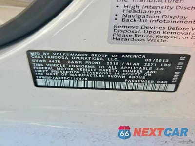 Zdjęcie 12 z 12 samochodu: 2013 VOLKSWAGEN PASSAT SE VIN:1VWBP7A37DC116478 - miniatura