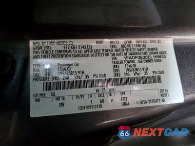 Zdjęcie 12 z 12 samochodu: 2014 FORD FOCUS S VIN:1FADP3E20EL169830 - miniatura