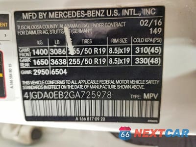 Zdjęcie 13 z 13 samochodu: 2016 MERCEDES-BENZ GLE 300D 4MATIC VIN:4JGDA0EB2GA725978 - miniatura