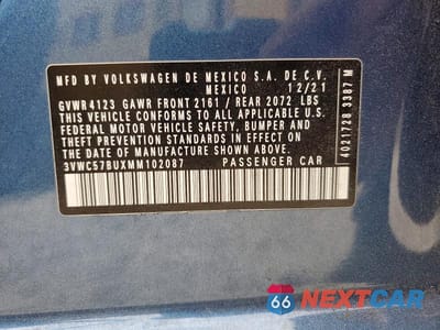 Zdjęcie 12 z 12 samochodu: 2021 VOLKSWAGEN JETTA S VIN:3VWC57BUXMM102087 - miniatura