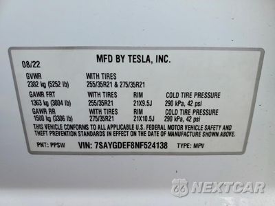 Zdjęcie 12 z 12 samochodu: 2022 TESLA MODEL Y VIN:7SAYGDEF8NF524138 - miniatura