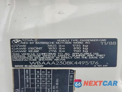 Zdjęcie 12 z 13 samochodu: 1989 BMW 325 I AUTOMATIC VIN:WBAAA2308K4495176 - miniatura