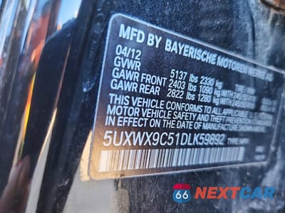 Zdjęcie 12 z 12 samochodu: 2013 BMW X3 XDRIVE28I VIN:5UXWX9C51DLK59892 - miniatura