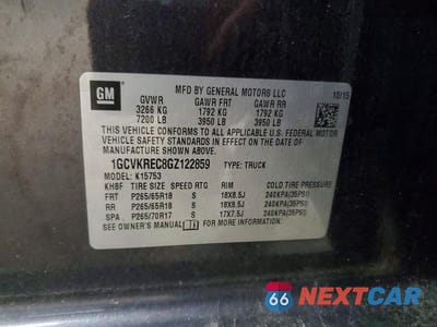 Zdjęcie 12 z 12 samochodu: 2016 CHEVROLET SILVERADO K1500 LT VIN:1GCVKREC8GZ122859 - miniatura
