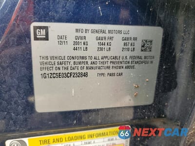 Zdjęcie 12 z 13 samochodu: 2012 CHEVROLET MALIBU 1LT VIN:1G1ZC5E03CF232848 - miniatura