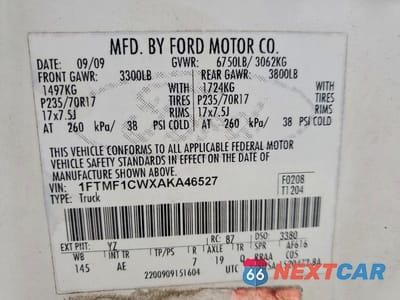 Zdjęcie 12 z 12 samochodu: 2010 FORD F150 VIN:1FTMF1CWXAKA46527 - miniatura
