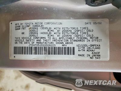 Zdjęcie 13 z 13 samochodu: 2002 TOYOTA LAND CRUISER VIN:JTEHT05J022026225 - miniatura