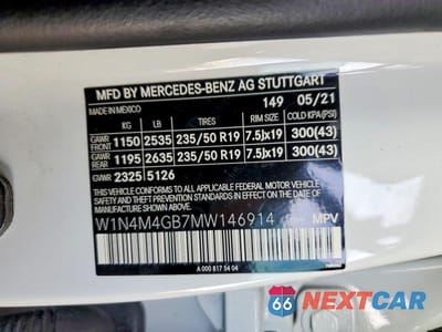 Zdjęcie 12 z 12 samochodu: 2021 MERCEDES-BENZ GLB 250 VIN:W1N4M4GB7MW146914 - miniatura