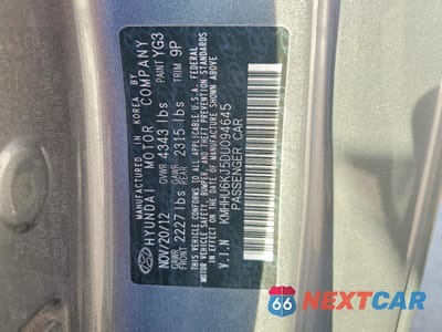 Zdjęcie 12 z 12 samochodu: 2013 HYUNDAI GENESIS COUPE 3.8L VIN:KMHHU6KJ5DU094645 - miniatura