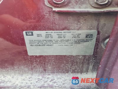 Zdjęcie 12 z 12 samochodu: 2015 CHEVROLET MALIBU 1LT VIN:1G11C5SL2FF149427 - miniatura