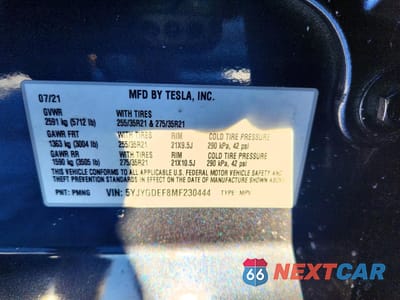 Zdjęcie 13 z 13 samochodu: 2021 TESLA MODEL Y VIN:5YJYGDEF8MF230444 - miniatura