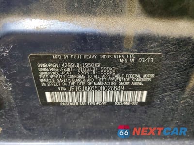 Zdjęcie 13 z 13 samochodu: 2013 SUBARU IMPREZA LIMITED VIN:JF1GJAK65DH028649 - miniatura