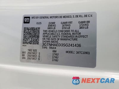 Zdjęcie 12 z 12 samochodu: 2025 GMC SIERRA C1500 VIN:3GTNHAED3SG241436 - miniatura