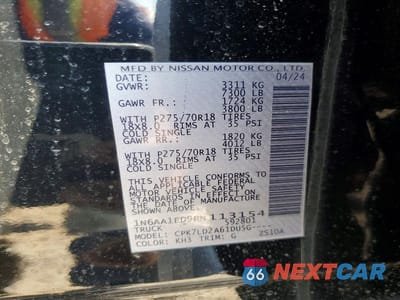 Zdjęcie 13 z 13 samochodu: 2024 NISSAN TITAN PRO-4X VIN:1N6AA1ED9RN113154 - miniatura