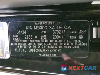 Zdjęcie 13 z 13 samochodu: 2024 KIA FORTE LX VIN:3KPF24ADXRE782079 - miniatura