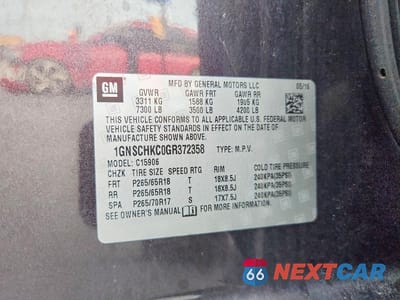 Zdjęcie 12 z 12 samochodu: 2016 CHEVROLET SUBURBAN C1500 LT VIN:1GNSCHKC0GR372358 - miniatura
